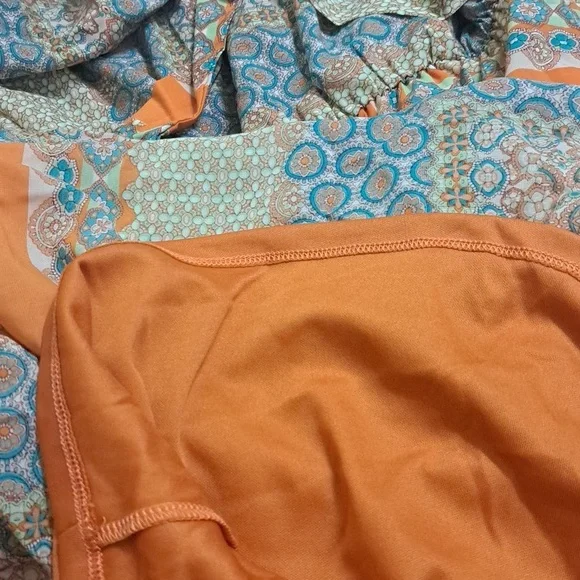 NWT Aakaa Medium LONG Two Layer Elegant Multicolor Maxi Dress - Picture 6 of 6